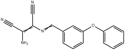 (Z)-2-amino-3-{[(E)-(3-phenoxyphenyl)methylidene]amino}-2-butenedinitrile Struktur