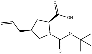 (2S,4S)-4-(2-丙烯-1-基)-1,2-吡咯烷二羧酸 1-叔丁酯 结构式