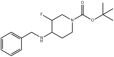 4-(ベンジルアミノ)-3-フルオロピペリジン-1-カルボン酸TERT-ブチル 化学構造式
