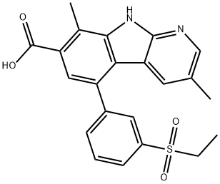 5-(3-(乙基磺酰基)苯基)-4,8-二甲基-9H-吡啶并[2,3-B]吲哚-7-羧酸,934542-76-4,结构式