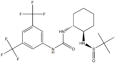 (R)-N-[(1R,2R)-2-(3-(3,5-ビス(トリフルオロメチル)フェニル)ウレイド)シクロヘキシル]-TERT-ブチル-スルフィンアミド 化学構造式
