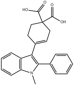 4-(1-methyl-2-phenyl-1H-indol-3-yl)-3-cyclohexene-
1,1-dicarboxylic acid 化学構造式