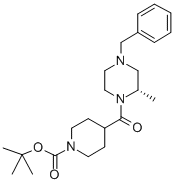 4-(4-Benzyl-2-S-methylpiperazine-1-carbonyl)-piperidine-1-carboxylic acid tert-butyl ester Structure
