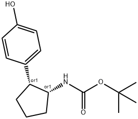 Cis-[2-(4-Hydroxyphenyl)-cyclopentyl]-carbamic acid tert-butyl ester,935534-25-1,结构式