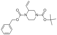 2-乙烯基-1,4-哌嗪二甲酸 4-叔丁基 1-苄基酯 结构式