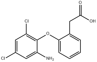 2-[2-(2-amino-4,6-dichloro-phenoxy)phenyl]acetic acid 化学構造式