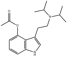 酢酸3-[2-(ジイソプロピルアミノ)エチル]-1H-インドール-4-イル 化学構造式