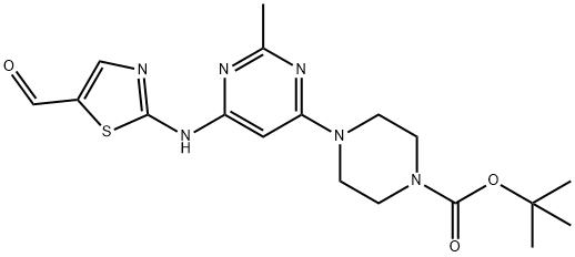 4-(6-((5-甲酰基噻唑-2-基)氨基)-2-甲基嘧啶-4-基)哌嗪-1-羧酸叔丁酯,936845-85-1,结构式