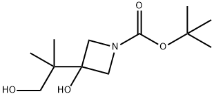 tert-butyl 3-hydroxy-3-(1-hydroxy-2-Methylpropan-2-yl)azetidine-1-carboxylate 化学構造式