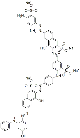 2-Naphthalenesulfonic acid, 6-[(2,4-diamino-5-sulfophenyl)azo]-4-hydroxy-3-[[4-[[4-[[1-hydroxy-7-[[4-hydroxy-2-[(2-methylphenyl)amino]phenyl]azo]-3-sulfo-2-naphthalenyl]azo]phenyl]amino]-3-sulfophenyl]azo]-, tetrasodium salt Structure