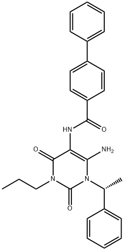 [1,1-Biphenyl]-4-carboxamide,  N-[6-amino-1,2,3,4-tetrahydro-2,4-dioxo-1-[(1R)-1-phenylethyl]-3-propyl-5-pyrimidinyl]- 结构式