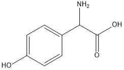 (4-ヒドロキシフェニル)(アミノ)酢酸 化学構造式