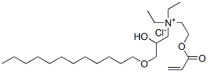 3-(ドデシルオキシ)-N,N-ジエチル-2-ヒドロキシ-N-[2-[(1-オキソ-2-プロペニル)オキシ]エチル]-1-プロパンアミニウム・クロリド 化学構造式