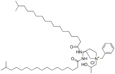 benzyl(2-hydroxypropyl)[2-[(1-oxoisooctadecyl)amino]ethyl][3-[(1-oxoisooctadecyl)amino]propyl]ammonium chloride,93820-47-4,结构式