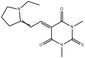 5-[(1-ethylpyrrolidin-2-ylidene)ethylidene]dihydro-1,3-dimethyl-2-thioxo-1H,5H-pyrimidine-4,6-dione 结构式