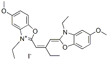 3-エチル-2-[2-[(3-エチル-5-メトキシベンゾオキサゾール-2(3H)-イリデン)メチル]-1-ブテニル]-5-メトキシベンゾオキサゾリウム・ヨージド 化学構造式