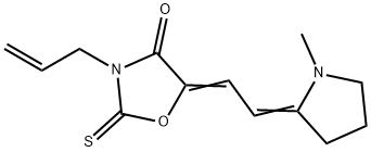 3-allyl-5-[(1-methylpyrrolidin-2-ylidene)ethylidene]-2-thioxooxazolidin-4-one Struktur