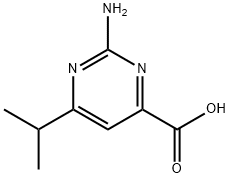 2-アミノ-6-イソプロピルピリミジン-4-カルボン酸 化学構造式
