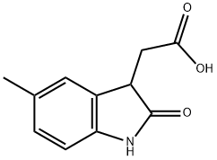 (5-メチル-2-オキソ-2,3-ジヒドロ-1H-インドール-3-イル)酢酸 化学構造式