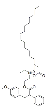 diethyl[2-[3-(p-methoxyphenyl)-2-phenylpropionyloxy]ethyl]ammonium oleate  Struktur