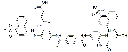 4,4'-[1,4-phenylenebis[carbonylimino[6-[(4-sulpho-1-naphthyl)azo]-3,1-phenylene]imino]]bis[4-oxo-2-butenoic] acid Struktur