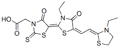 5-[3-ethyl-5-[(3-ethylthiazolidin-2-ylidene)ethylidene]-4-oxothiazolidin-2-ylidene]-4-oxo-2-thioxothiazolidin-3-acetic acid Structure