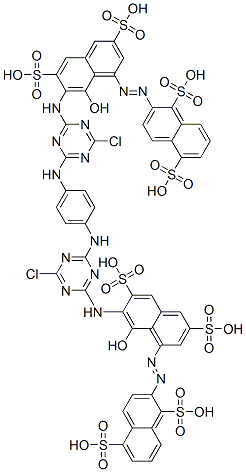 2,2'-[1,4-phenylenebis[imino(6-chloro-1,3,5-triazine-4,2-diyl)imino(8-hydroxy-3,6-disulphonaphthalene-1,7-diyl)azo]]bisnaphthalene-1,5-disulphonic acid Structure