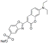 2-(7-ジエチルアミノ-2-オキソ-2H-1-ベンゾピラン-3-イル)-5-ベンゾオキサゾールスルホン酸ナトリウム 化学構造式