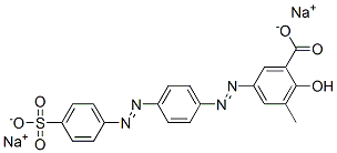 3-methyl-5-[[4-[(4-sulphophenyl)azo]phenyl]azo]salicylic acid, sodium salt Struktur