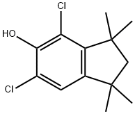 4,6-ジクロロ-2,3-ジヒドロ-1,1,3,3-テトラメチル-1H-インデン-5-オール 化学構造式