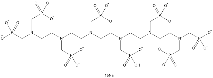 pentadecasodium hydrogen [ethane-1,2-diylbis[[(phosphonatomethyl)imino]ethane-2,1-diyl[(phosphonatomethyl)imino]ethane-2,1-diylnitrilobis(methylene)]]tetrakisphosphonate Struktur