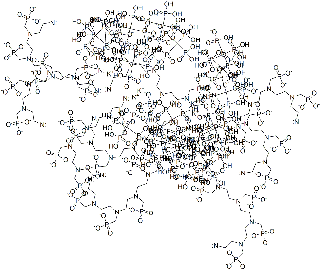 nonapotassium heptahydrogen [ethane-1,2-diylbis[[(phosphonatomethyl)imino]ethane-2,1-diyl[(phosphonatomethyl)imino]ethane-2,1-diylnitrilobis(methylene)]]tetrakisphosphonate Structure