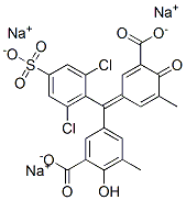5-[(3-carboxy-5-methyl-4-oxo-2,5-cyclohexadien-1-ylidene)(2,6-dichloro-4-sulphophenyl)methyl]-3-methylsalicylic acid, sodium salt|