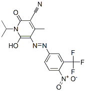 3-Pyridinecarbonitrile,  1,2-dihydro-6-hydroxy-4-methyl-1-(1-methylethyl)-5-[2-[4-nitro-3-(trifluoromethyl)phenyl]diazenyl]-2-oxo- 结构式