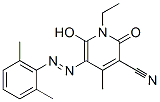 3-Pyridinecarbonitrile,  5-[2-(2,6-dimethylphenyl)diazenyl]-1-ethyl-1,2-dihydro-6-hydroxy-4-methyl-2-oxo- 结构式