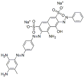 disodium 4-amino-3-[[4-[(2,4-diamino-5-methylphenyl)azo]phenyl]azo]-5-hydroxy-6-(phenylazo)naphthalene-2,7-disulphonate,93940-04-6,结构式