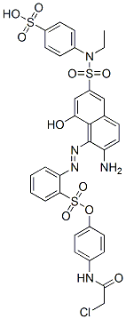 1-[(p-chloroacetamido)phenyl] 2-[[2-amino-6-[[ethyl(4-sulphophenyl)amino]sulphonyl]-8-hydroxy-1-naphthyl]azo]benzenesulphonate,93940-62-6,结构式