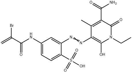 4-[(2-bromoacryloyl)amino]-2-[[5-carbamoyl-1-ethyl-1,6-dihydro-2-hydroxy-4-methyl-6-oxo-3-pyridyl]azo]benzenesulphonic acid,93940-66-0,结构式