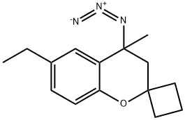 Spiro[2H-1-benzopyran-2,1-cyclobutane],  4-azido-6-ethyl-3,4-dihydro-4-methyl- 化学構造式