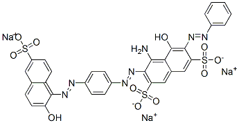 4-amino-5-hydroxy-3-[[4-[(2-hydroxy-6-sulpho-1-naphthyl)azo]phenyl]azo]-6-(phenylazo)naphthalene-2,7-disulphonic acid, sodium salt Structure