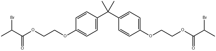 (1-methylethylidene)bis(4,1-phenyleneoxyethane-2,1-diyl) bis(2-bromopropionate) Struktur