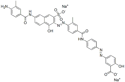 5-[[4-[[4-[[6-[(4-amino-3-methylbenzoyl)amino]-1-hydroxy-3-sulpho-2-naphthyl]azo]-3-methylbenzoyl]amino]phenyl]azo]salicylic acid, sodium salt 结构式