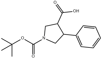 1-(叔丁氧羰基)-4-苯基吡咯烷-3-甲酸 结构式