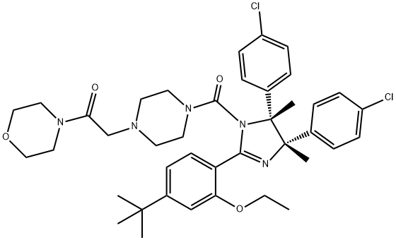 2-[4-[[(4S,5R)-4,5-双(4-氯苯基)-2-[4-(1,1-二甲基乙基)-2-乙氧苯基]-4,5-二氢-4,5-二甲基-1H-咪唑-1-基]羰基]-1-哌嗪基]-1-(4-吗啡啉)乙酮, 939981-37-0, 结构式