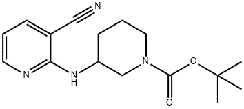 3-[(3-氰基-2-吡啶基)氨基]-1-哌啶甲酸叔丁酯 结构式