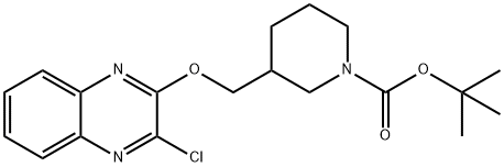 3-(3-Chloro-quinoxalin-2-yloxyMethyl)-piperidine-1-carboxylic acid tert-butyl ester, 98+% C19H24ClN3O3, MW: 377.87 化学構造式