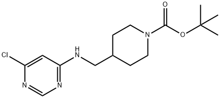4-[(6-Chloro-pyriMidin-4-ylaMino)-Methyl]-piperidine-1-carboxylic acid tert-butyl ester, 98+% C15H23ClN4O2, MW: 326.82 化学構造式