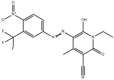 3-Pyridinecarbonitrile,  1-ethyl-1,2-dihydro-6-hydroxy-4-methyl-5-[2-[4-nitro-3-(trifluoromethyl)phenyl]diazenyl]-2-oxo- 结构式