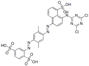 2-[[4-[[4-[(4,6-dichloro-1,3,5-triazin-2-yl)amino]-5-sulpho-1-naphthyl]azo]-2,5-dimethylphenyl]azo]benzene-1,4-disulphonic acid Structure