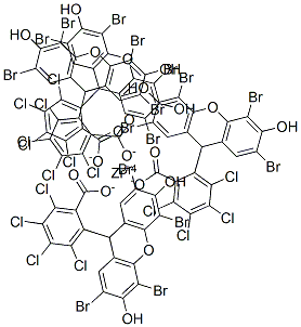2-(2,4,5,7-tetrabromo-3,6-dihydroxyxanthen-9-yl)-3,4,5,6-tetrachlorobenzoic acid, zirconium salt Struktur